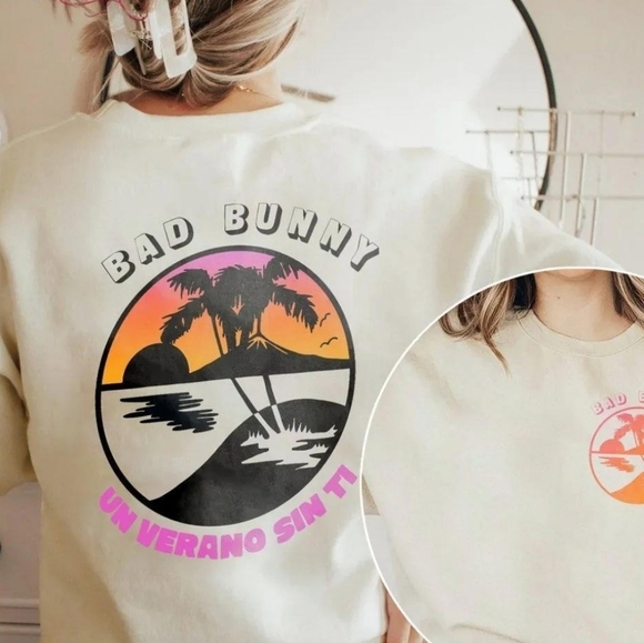 Bad Bunny Off-White Grunge Rapper Soy Peor Band Hip Hop Streetwear Sweatshirt S - Picture 2 of 12